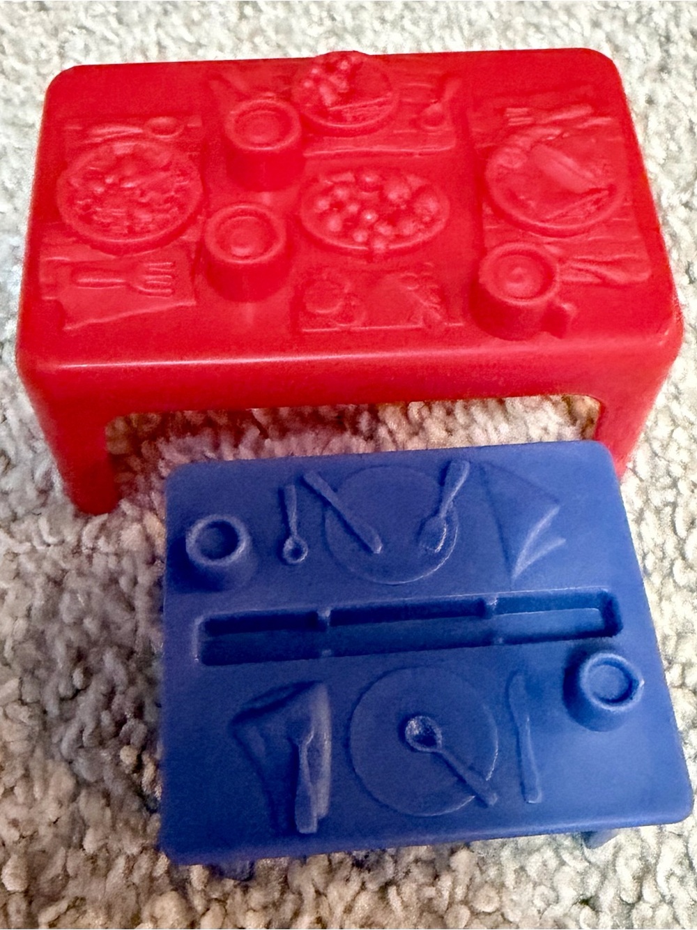 Fisher-Price Little People Accessories Red & Blue Table Lot of 2 Set